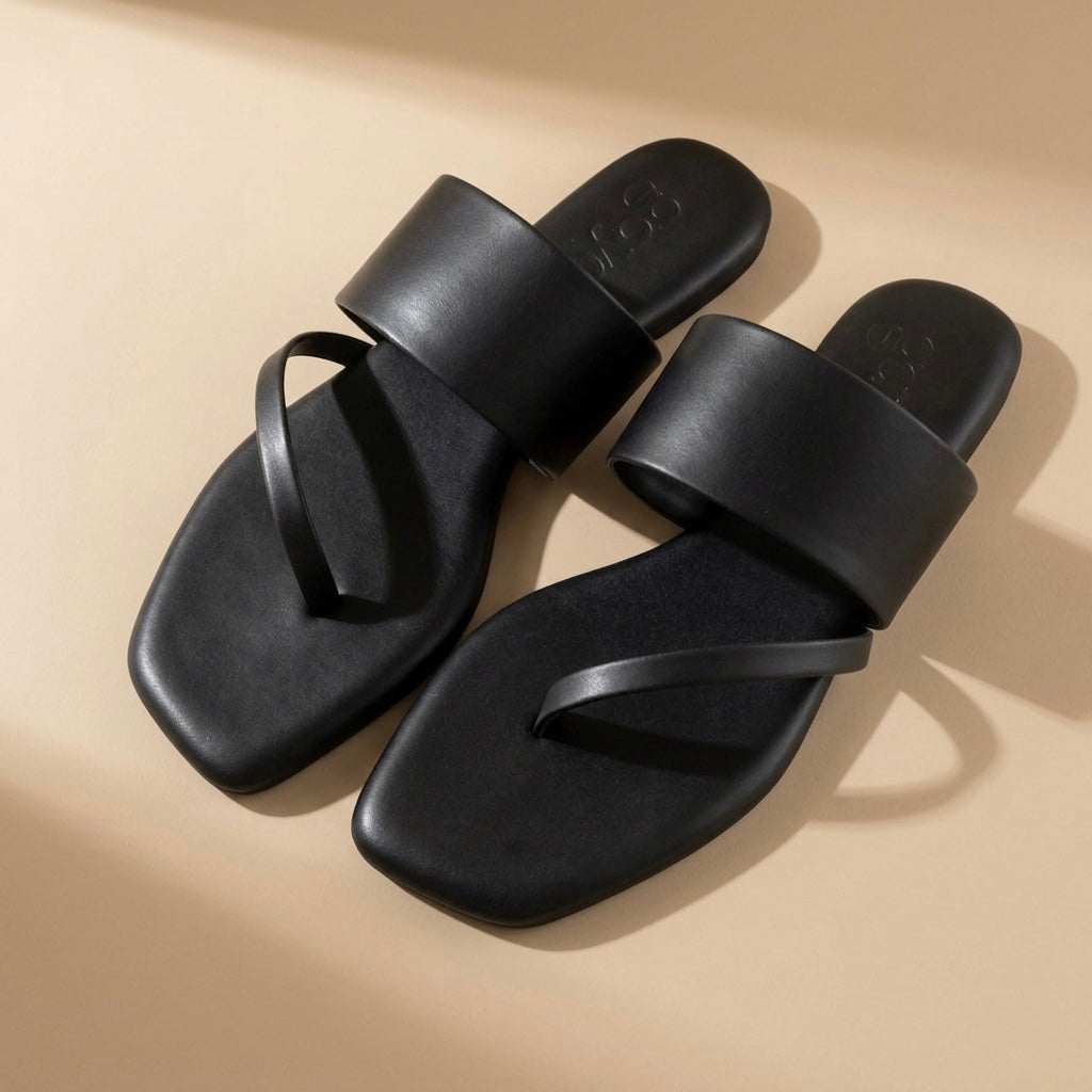 Ease Toe-Loop Slide Flats Black